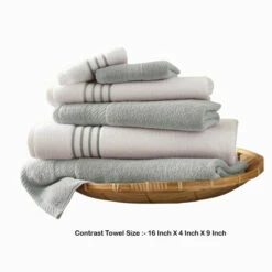 Best deal 🎉 Benzara Dana 6 Piece Soft Egyptian Cotton Towel Set, Striped, Light Gray White 🧨 -Benzara Sales Store unnamed file 7496