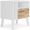 Outlet 👍 Benzara Ella 24 Inch Modern Nightstand, 2 Compartments, Round Knobs, White, Brown 😍 -Benzara Sales Store unnamed file 7498