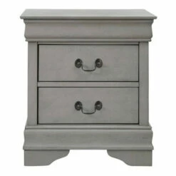 Buy ❤️ Benzara Payton 24 Inch Classic Wood Nightstand, 2 Drawers, Metal Handles, Gray 🎁 -Benzara Sales Store unnamed file 7538