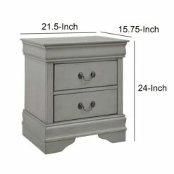 Buy ❤️ Benzara Payton 24 Inch Classic Wood Nightstand, 2 Drawers, Metal Handles, Gray 🎁 -Benzara Sales Store unnamed file 7541