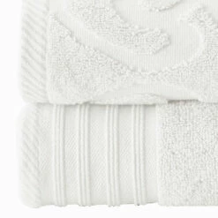 Best Sale 😀 Benzara Oya 6 Piece Soft Egyptian Cotton Towel Set, Solid Medallion Pattern, White 🎉 -Benzara Sales Store unnamed file 7551