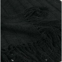 Hot Sale 🌟 Benzara Troy 50 Inch Soft Cotton Throw Blanket, Classic Raised Striped Design Black 😉 -Benzara Sales Store unnamed file 7560