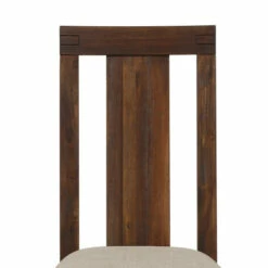 Discount ❤️ Benzara Fabric Upholstered Wooden Chair With Exposed Joints, Set Of 2, Brick Brown And Beige 💯 -Benzara Sales Store unnamed file 7640