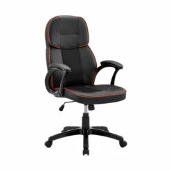 Promo ⭐ Benzara Vic 26 Inch Ergonomic Gaming Office Chair, Red Welt Corded Edges, Black 😉