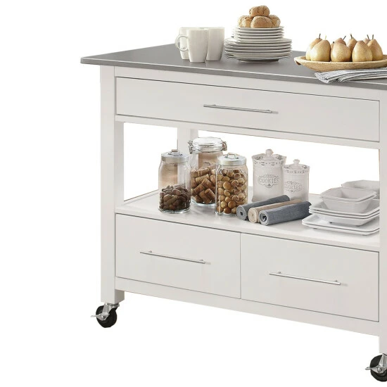 Promo ๐ Benzara Kitchen Cart With Stainless Steel Top, Gray & White ๐ฅฐ 5 Promo ๐ Benzara Kitchen Cart With Stainless Steel Top, Gray & White ๐ฅฐ - Image 3