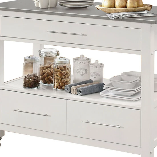 Promo ๐ Benzara Kitchen Cart With Stainless Steel Top, Gray & White ๐ฅฐ 6 Promo ๐ Benzara Kitchen Cart With Stainless Steel Top, Gray & White ๐ฅฐ - Image 4