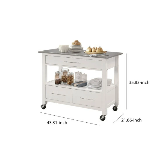 Promo ๐ Benzara Kitchen Cart With Stainless Steel Top, Gray & White ๐ฅฐ 7 Promo ๐ Benzara Kitchen Cart With Stainless Steel Top, Gray & White ๐ฅฐ - Image 5
