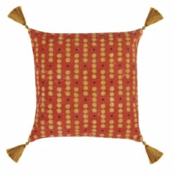 Best Sale 🌟 Benzara 22 Inch Soft Cotton Velvet Accent Throw Pillow, Clean Lined Square, Red - Orange 🔔