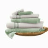 Hot Sale 🔥 Benzara Dana 6 Piece Soft Egyptian Cotton Towel Set, Striped, Sage Green, White 🌟