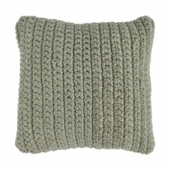 New 👍 Benzara 20 X 20 Modern Throw Pillow, Acrylic, Heavy Knitted, Hidden Zipper, Sage - Green 🔔