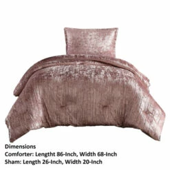 Cheap 😍 Benzara Jay 2 Piece Twin Comforter Set, Polyester Velvet, Deluxe Texture, Pink ⌛ -Benzara Sales Store unnamed file 779