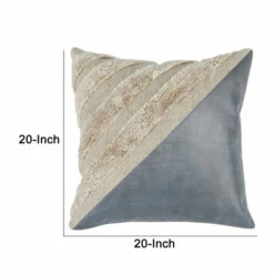 Coupon 🔔 Benzara 20 X 20 Modern Throw Pillow, Shag, Leather, Cotton Linen, Slate, Beige - Grey ⭐ -Benzara Sales Store unnamed file 7793