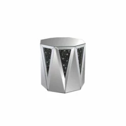 Wholesale 💯 Benzara End Table With Octagonal Mirrored Top, Clear And Black 👏