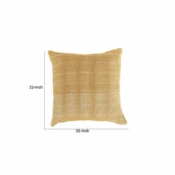 Budget ⌛ Benzara Lisa 22 X 22 Soft Fabric Accent Throw Pillow, Woven Plaid Design, Yellow 🎉 -Benzara Sales Store unnamed file 7822