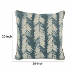 Deals 😍 Benzara 20 X 20 Throw Pillow, Chevron Pattern, Cotton Linen Blend, Blue, White 👏 -Benzara Sales Store unnamed file 7827