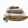 Outlet 😀 Benzara Dana 6 Piece Soft Egyptian Cotton Towel Set, Striped Pattern, Taupe, White 👏 -Benzara Sales Store unnamed file 7839