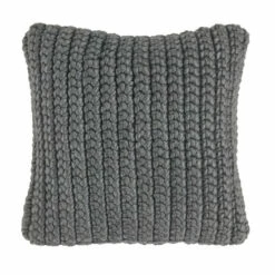 Cheap 👏 Benzara 20 X 20 Accent Throw Pillow, Down Insert, Knitted Design, Charcoal Gray - Grey 👍