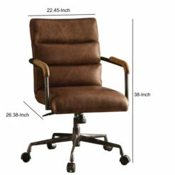Buy 🛒 Benzara Metal & Top Grain Leather Executive Office Chair, Retro Brown 😀 -Benzara Sales Store unnamed file 8102