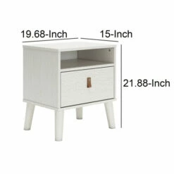 Coupon 👏 Benzara Luna 22 Inch Wood Nightstand, 1 Drawer, Faux Leather Knobs, White Finish 😉 -Benzara Sales Store unnamed file 8109