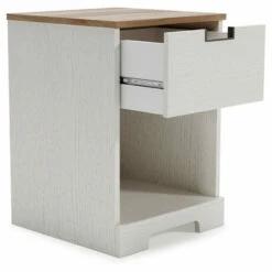 Budget 👏 Benzara Layla 22 Inch Modern Nightstand, 1 Gliding Drawer, 1 Shelf, Brown, White ✔️ -Benzara Sales Store unnamed file 8117