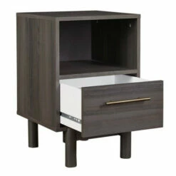 Discount 👏 Benzara Wane 21 Inch Modern Wood Nightstand, Vinyl Laminate, Open Compartment, Gray ⌛ -Benzara Sales Store unnamed file 8123