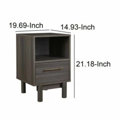 Discount 👏 Benzara Wane 21 Inch Modern Wood Nightstand, Vinyl Laminate, Open Compartment, Gray ⌛ -Benzara Sales Store unnamed file 8125