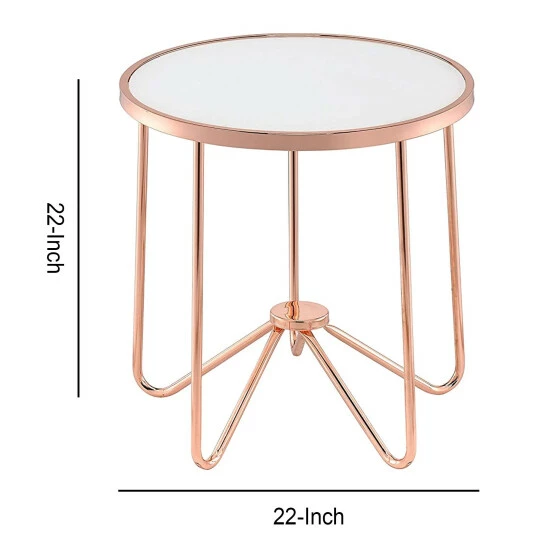Hot Sale 🌟 Benzara Alivia End Table, Frosted Glass & Rose Gold ❤️ 5 Hot Sale 🌟 Benzara Alivia End Table, Frosted Glass & Rose Gold ❤️ - Image 3