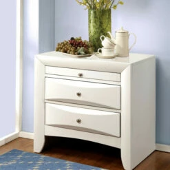 Flash Sale ❤️ Benzara Contemporary 3 Drawer Wood Nightstand By Ireland, White ✔️ -Benzara Sales Store unnamed file 8239