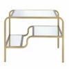 Budget ✔️ Benzara Metal Framed Mirror End Table With Tiered Shelves, Gold And Clear 🎉 -Benzara Sales Store unnamed file 8245