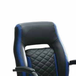 Outlet ⭐ Benzara Ida 26 Inch Ergonomic Office Chair, Faux Leather Swivel Seat, Black, Blue 💯 -Benzara Sales Store unnamed file 8255