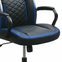 Outlet ⭐ Benzara Ida 26 Inch Ergonomic Office Chair, Faux Leather Swivel Seat, Black, Blue 💯 -Benzara Sales Store unnamed file 8256