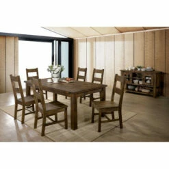 Deals ❤️ Benzara Transitional Style Solid Wood Side Chair With Block Legs, Pack Of Two, Brown 😍 -Benzara Sales Store unnamed file 8294