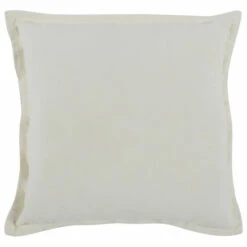 Cheapest 🔔 Benzara Pixie 22 X 22 Square Soft Fabric Accent Throw Pillow, Flange Edges, Cream - White ⭐