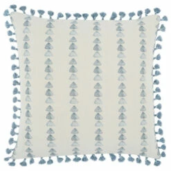 Coupon 🔔 Benzara 20 Inch Square Linen Accent Throw Pillow, Digital Print, Tassels, Blue 🥰