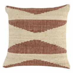Flash Sale 🧨 Benzara Henry 22 Inch Square Fabric Accent Throw Pillow, Geometric Design, Beige - Brown 😉