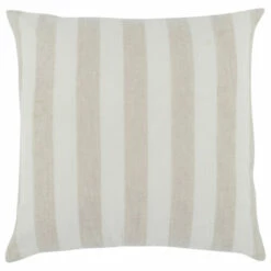 Hot Sale 🛒 Benzara 26 X 26 Throw Pillow, Woven Stripes, Square, Hidden Zipper, Natural, Ivory ⌛