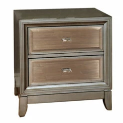 Cheap 🛒 Benzara Contemporary Solid Wood Night Stand With Drawers, Silver 🔔