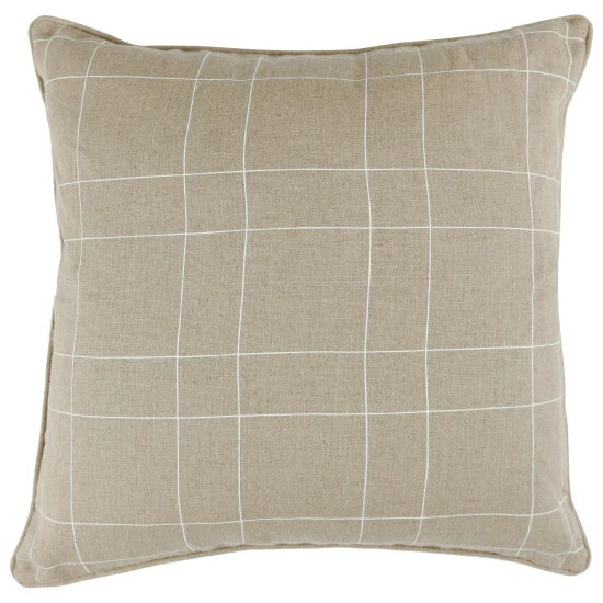Buy 🌟 Benzara 26 Inch Square Linen Accent Throw Pillow, Plaid, Screen Printing, Beige 🎉 3 Buy 🌟 Benzara 26 Inch Square Linen Accent Throw Pillow, Plaid, Screen Printing, Beige 🎉