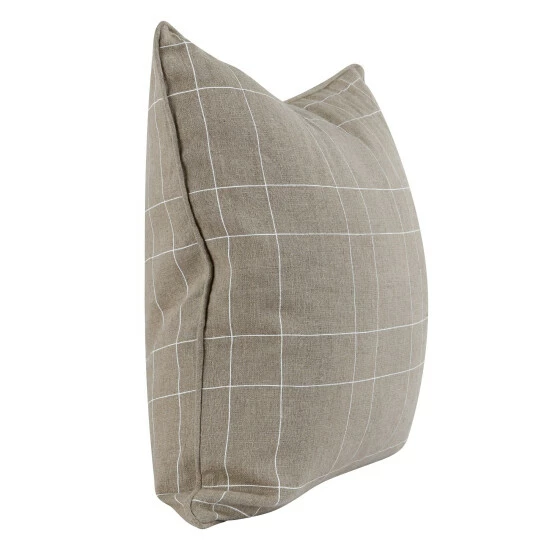 Buy 🌟 Benzara 26 Inch Square Linen Accent Throw Pillow, Plaid, Screen Printing, Beige 🎉 4 Buy 🌟 Benzara 26 Inch Square Linen Accent Throw Pillow, Plaid, Screen Printing, Beige 🎉 - Image 2