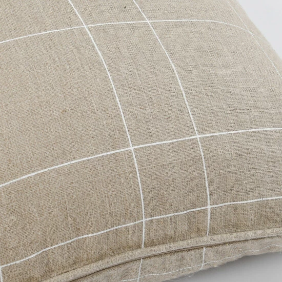 Buy 🌟 Benzara 26 Inch Square Linen Accent Throw Pillow, Plaid, Screen Printing, Beige 🎉 5 Buy 🌟 Benzara 26 Inch Square Linen Accent Throw Pillow, Plaid, Screen Printing, Beige 🎉 - Image 3