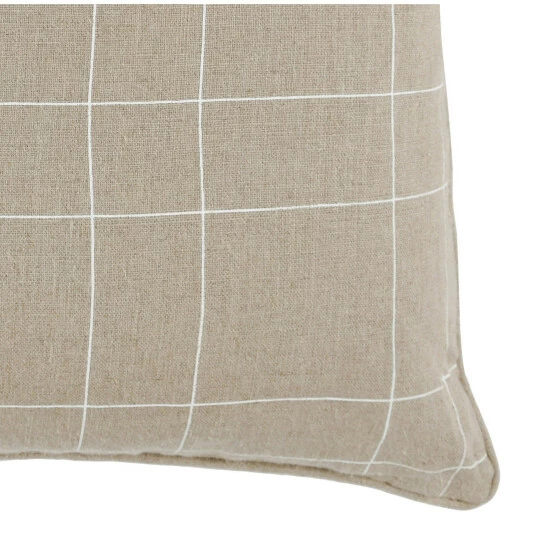 Buy 🌟 Benzara 26 Inch Square Linen Accent Throw Pillow, Plaid, Screen Printing, Beige 🎉 6 Buy 🌟 Benzara 26 Inch Square Linen Accent Throw Pillow, Plaid, Screen Printing, Beige 🎉 - Image 4