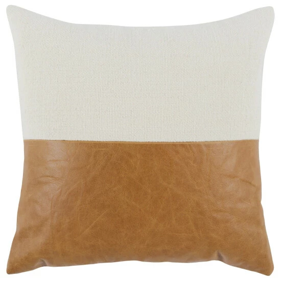New 🤩 Benzara 20 X 20 Throw Pillow, Genuine Leather Cover, Dual Tone, Brown And White 🌟 3 New 🤩 Benzara 20 X 20 Throw Pillow, Genuine Leather Cover, Dual Tone, Brown And White 🌟