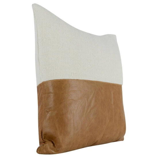 New 🤩 Benzara 20 X 20 Throw Pillow, Genuine Leather Cover, Dual Tone, Brown And White 🌟 4 New 🤩 Benzara 20 X 20 Throw Pillow, Genuine Leather Cover, Dual Tone, Brown And White 🌟 - Image 2