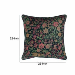 New 🎉 Benzara 22 Inch Square Cotton Velvet Accent Throw Pillow, Floral Accent, Multicolor 😉 -Benzara Sales Store unnamed file 8482
