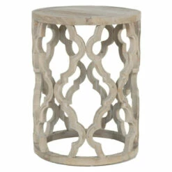 Promo ✔️ Benzara Wooden End Table In Quatrefoil Design With Cutout Work, Brown ⌛