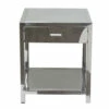 Deals 😉 Benzara Square Stainless Steel Accent Table With One Drawer And Open Bottom Shelf, Silver 🧨 -Benzara Sales Store unnamed file 8553