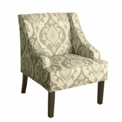 Cheap 😍 Benzara Fabric Upholstered Wooden Accent Chair With Damask Pattern Design, Multicolor 👏