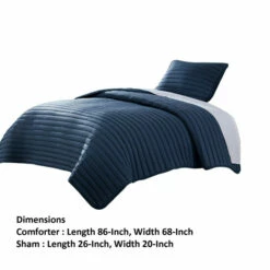 Best deal 🛒 Benzara Cabe 2 Piece Twin Comforter Set, Polyester Puffer Channel Quilted Navy Blue 🥰 -Benzara Sales Store unnamed file 870