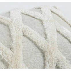 Best Sale 😉 Benzara 14 X 20 Lumbar Linen Accent Throw Pillow, Tufted Diamond Pattern, Ivory - White 👏 -Benzara Sales Store unnamed file 8722