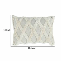 Best Sale 😉 Benzara 14 X 20 Lumbar Linen Accent Throw Pillow, Tufted Diamond Pattern, Ivory - White 👏 -Benzara Sales Store unnamed file 8724